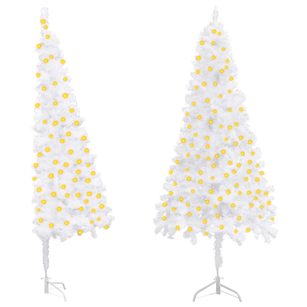vidaXL kunstigt juletræ med lys 240 cm til hjørne PVC hvid