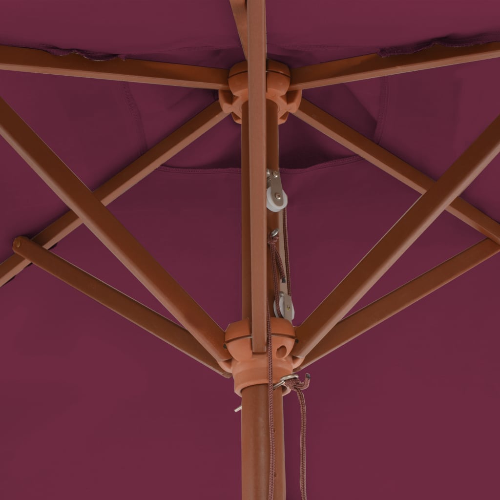 vidaXL udendørs parasol med træstang 150 x 200 cm bordeauxrød