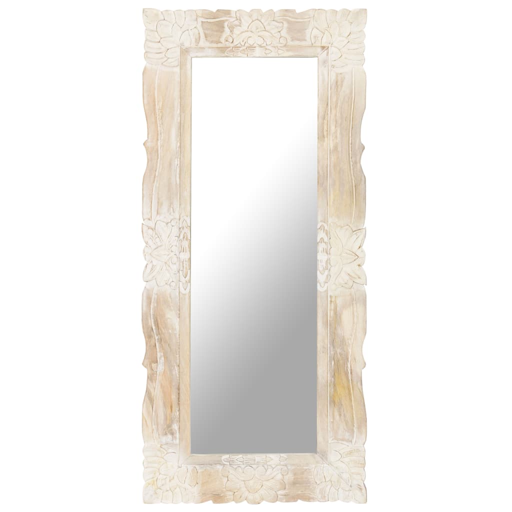 vidaXL spejl 110x50 cm massivt mangotræ hvid