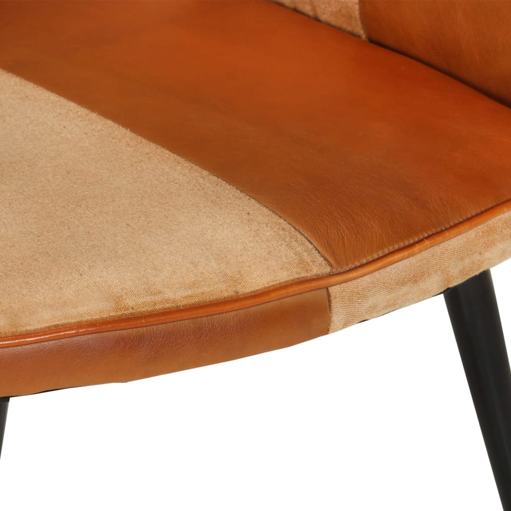 vidaXL lænestol ægte læder brun og cremefarvet