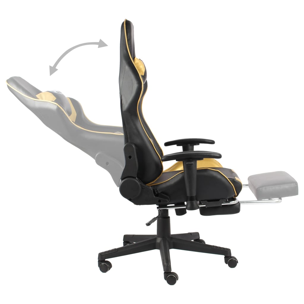 vidaXL drejelig gamingstol med fodstøtte PVC guldfarvet