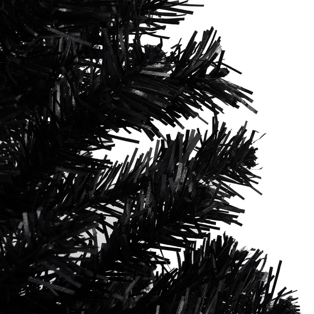 vidaXL kunstigt juletræ med lys og kuglesæt 150 cm PVC sort