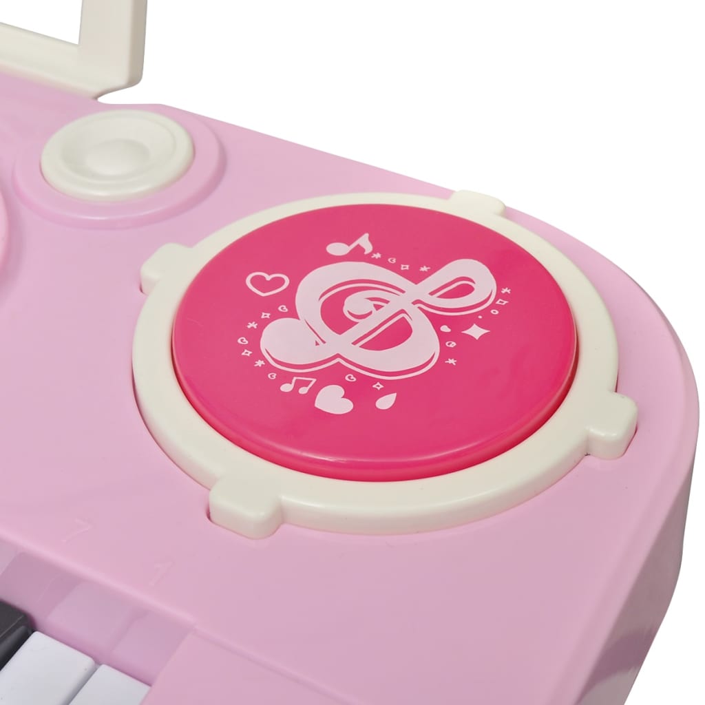 vidaXL legetøjskeyboard med skammel/mikrofon pink