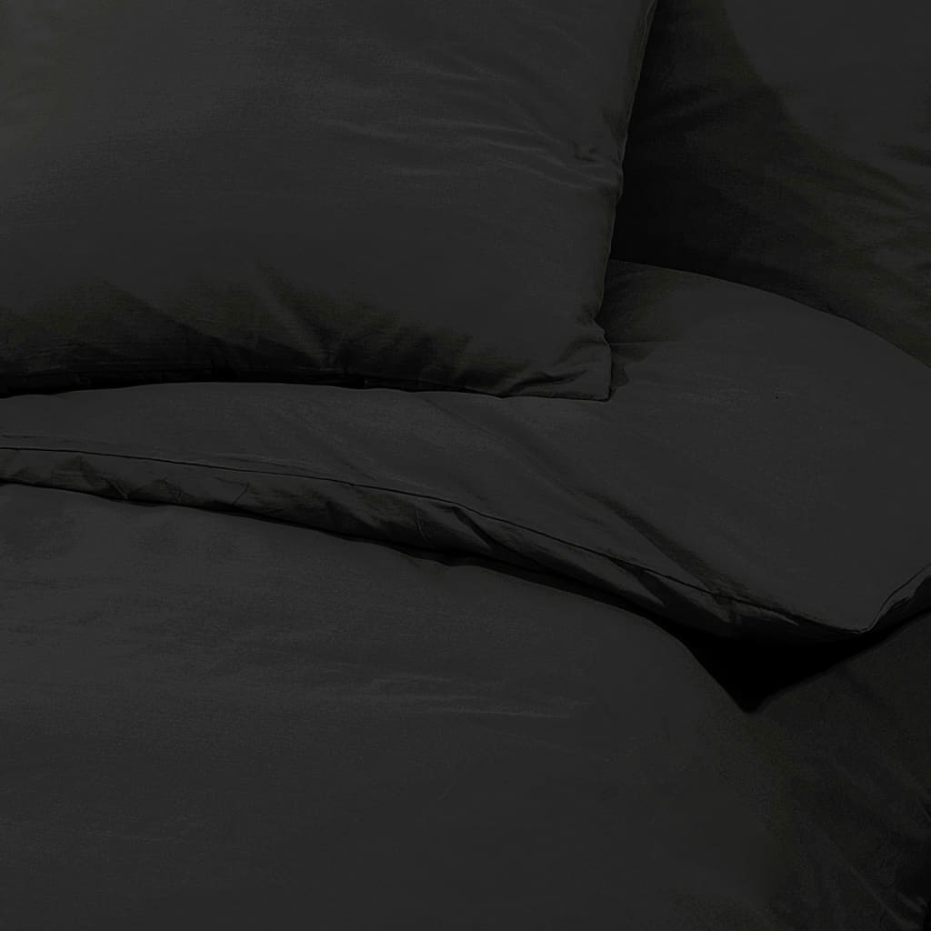 vidaXL sengetøj 140x200 cm bomuld sort