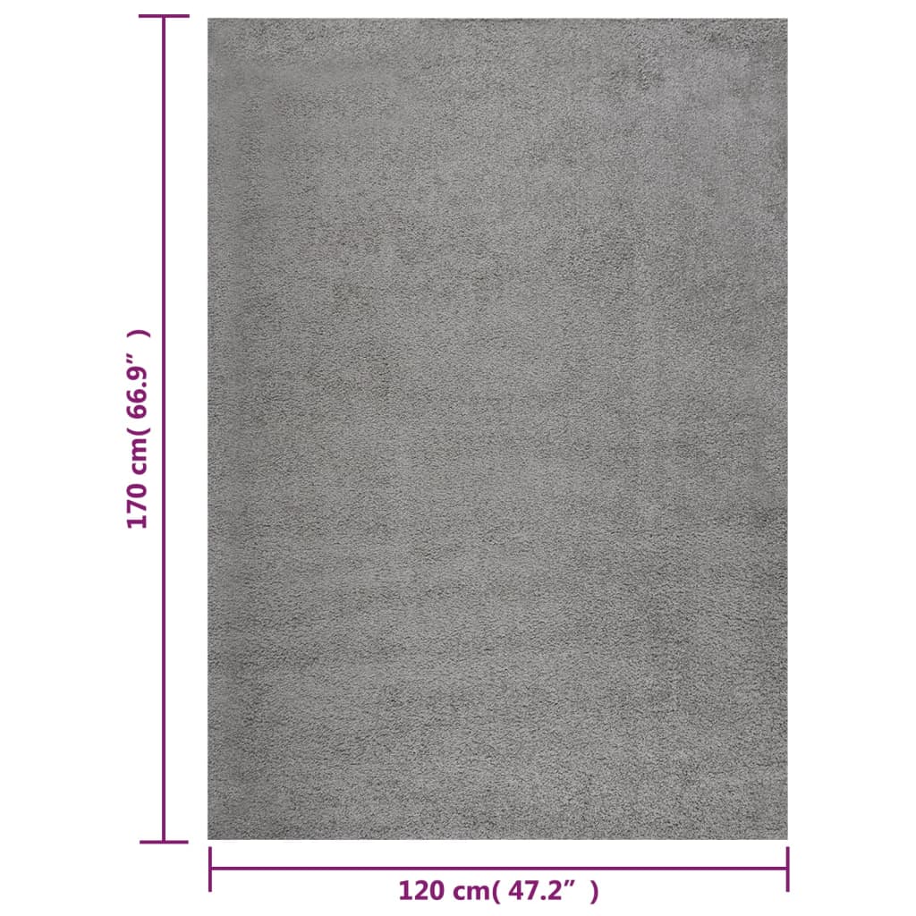 vidaXL shaggy gulvtæppe 120x170 cm høje luv grå
