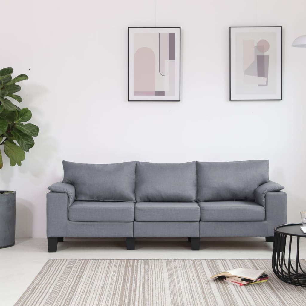 vidaXL 3-personers sofa stof lysegrå
