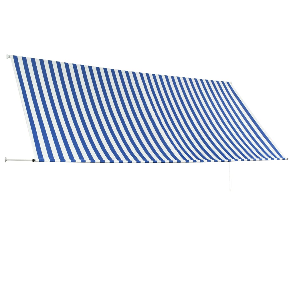 vidaXL foldemarkise 350 x 150 cm blå og hvid