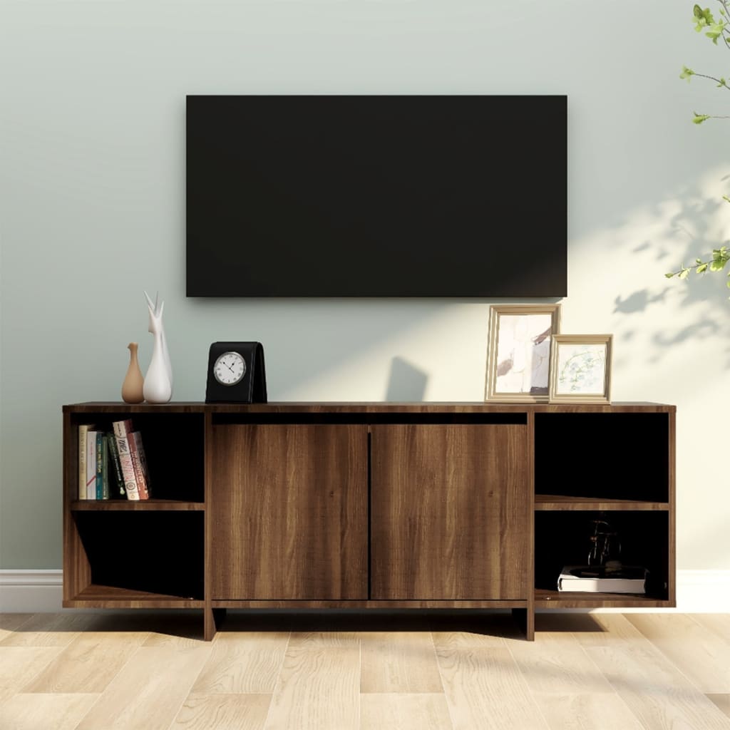 vidaXL tv-bord 130x35x50 cm spånplade brun egetræsfarve