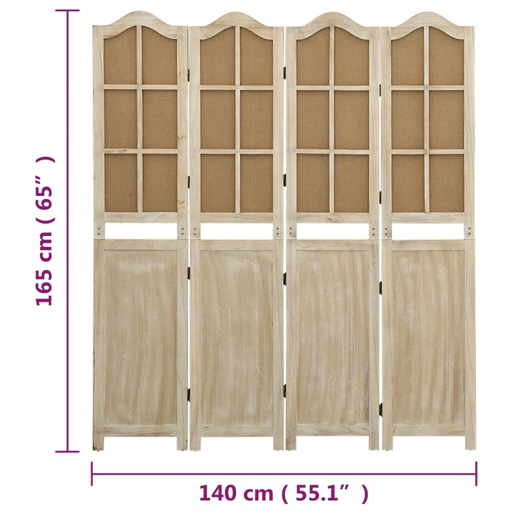 vidaXL 4-panels rumdeler 140x165 cm stof brun