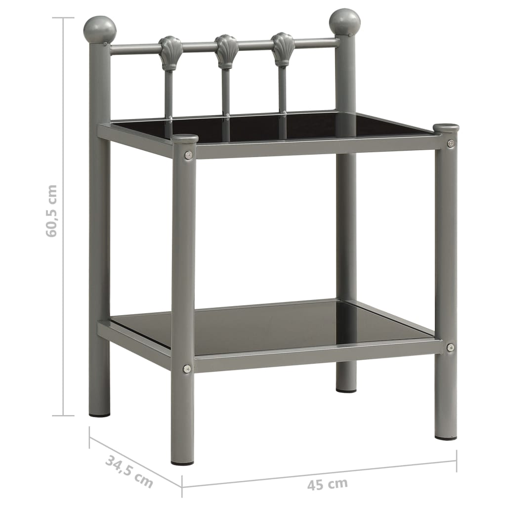 vidaXL sengeskab 45x34,5x60,5 cm metal og glas grå og sort