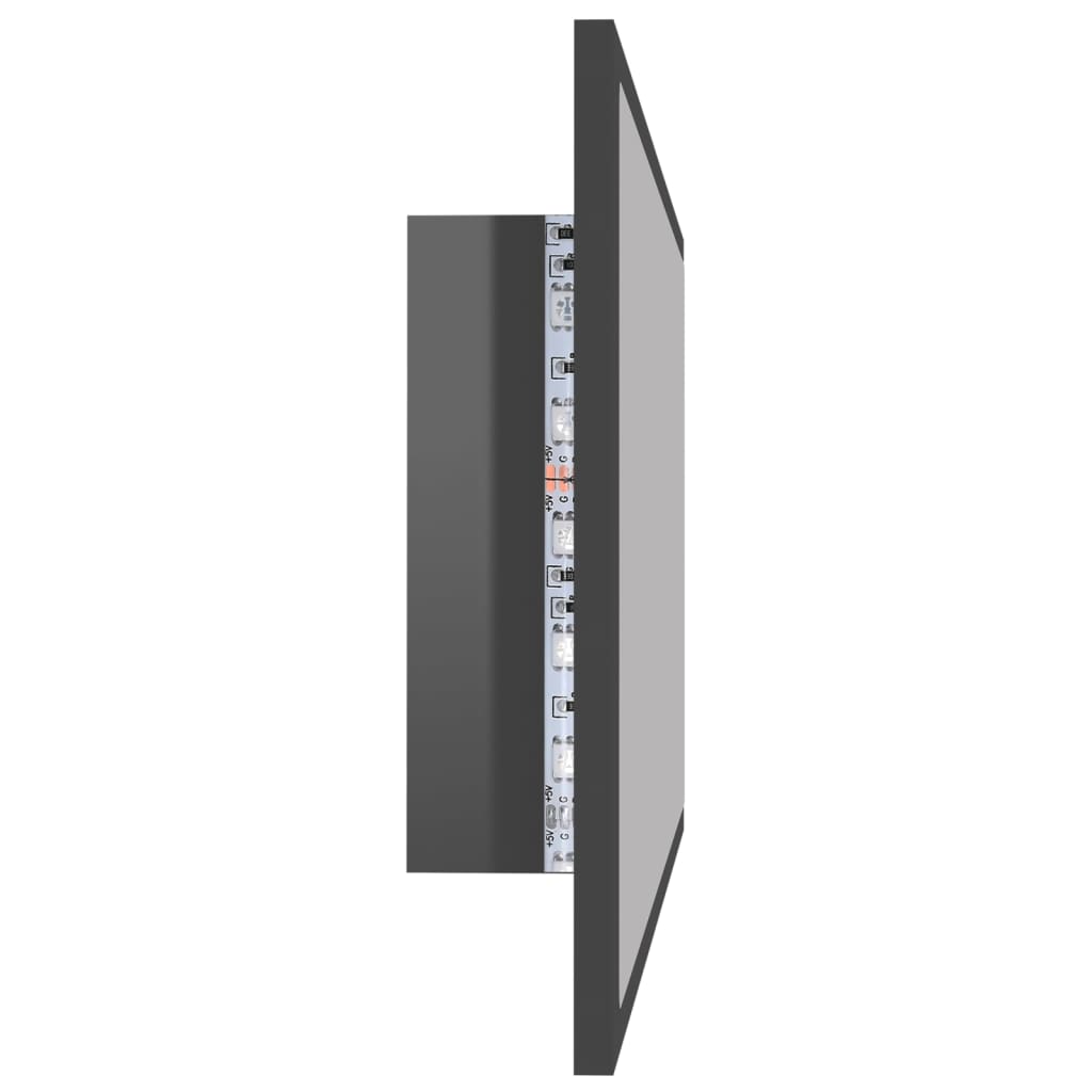 vidaXL badeværelsesspejl med LED-lys 80x8,5x37 cm akryl grå højglans