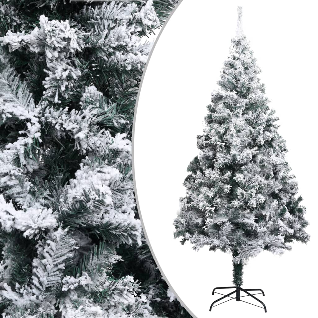 vidaXL kunstigt juletræ med sne 240 cm PVC grøn