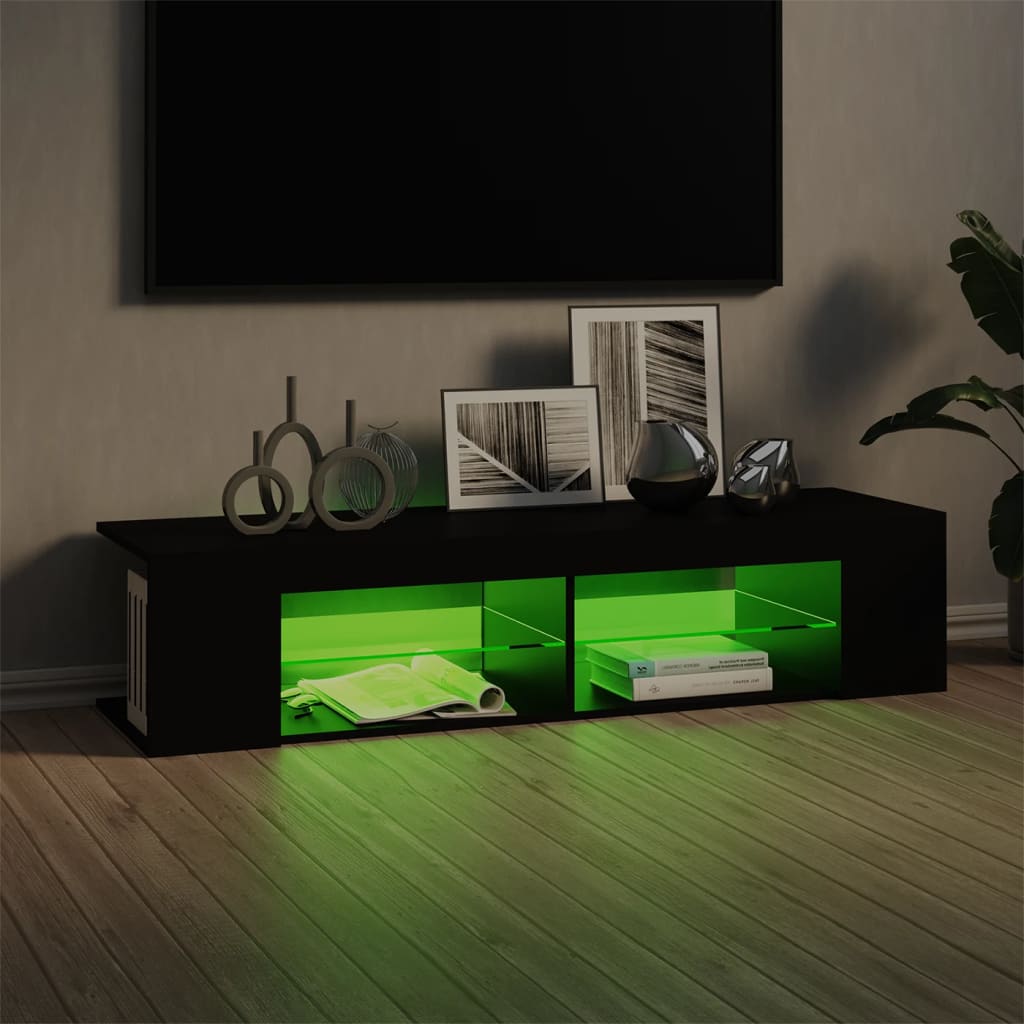 vidaXL tv-skab med LED-lys 135x39x30 cm sort