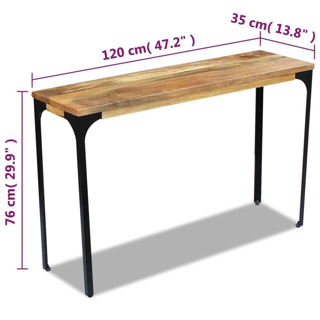 vidaXL Aflastningsbord i mangotræ 120x35x76 cm