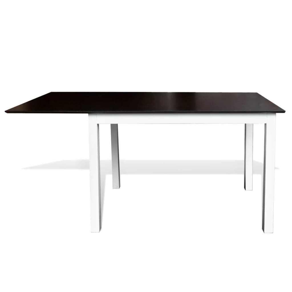 vidaXL spisebord med forlængelse gummitræ brun og hvid 150 cm