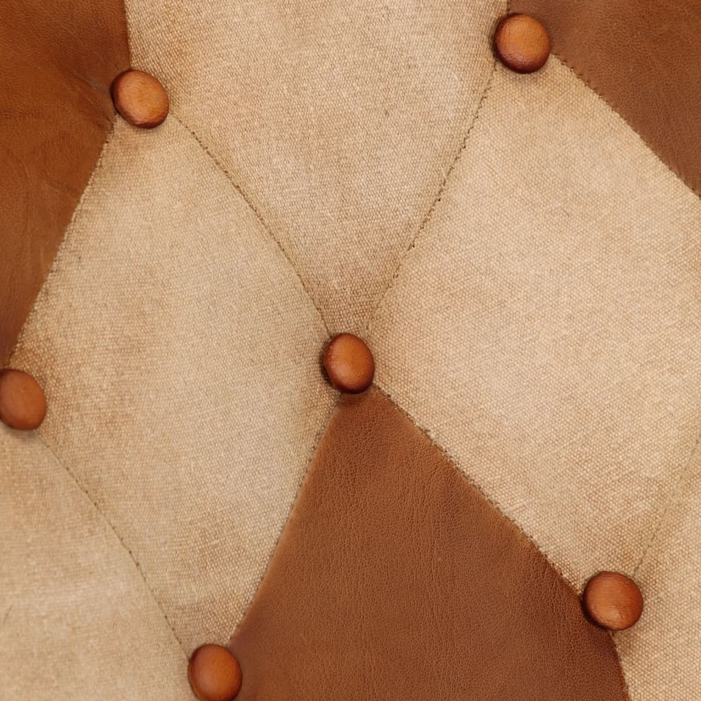 vidaXL gyngestol ægte læder og kanvas brun