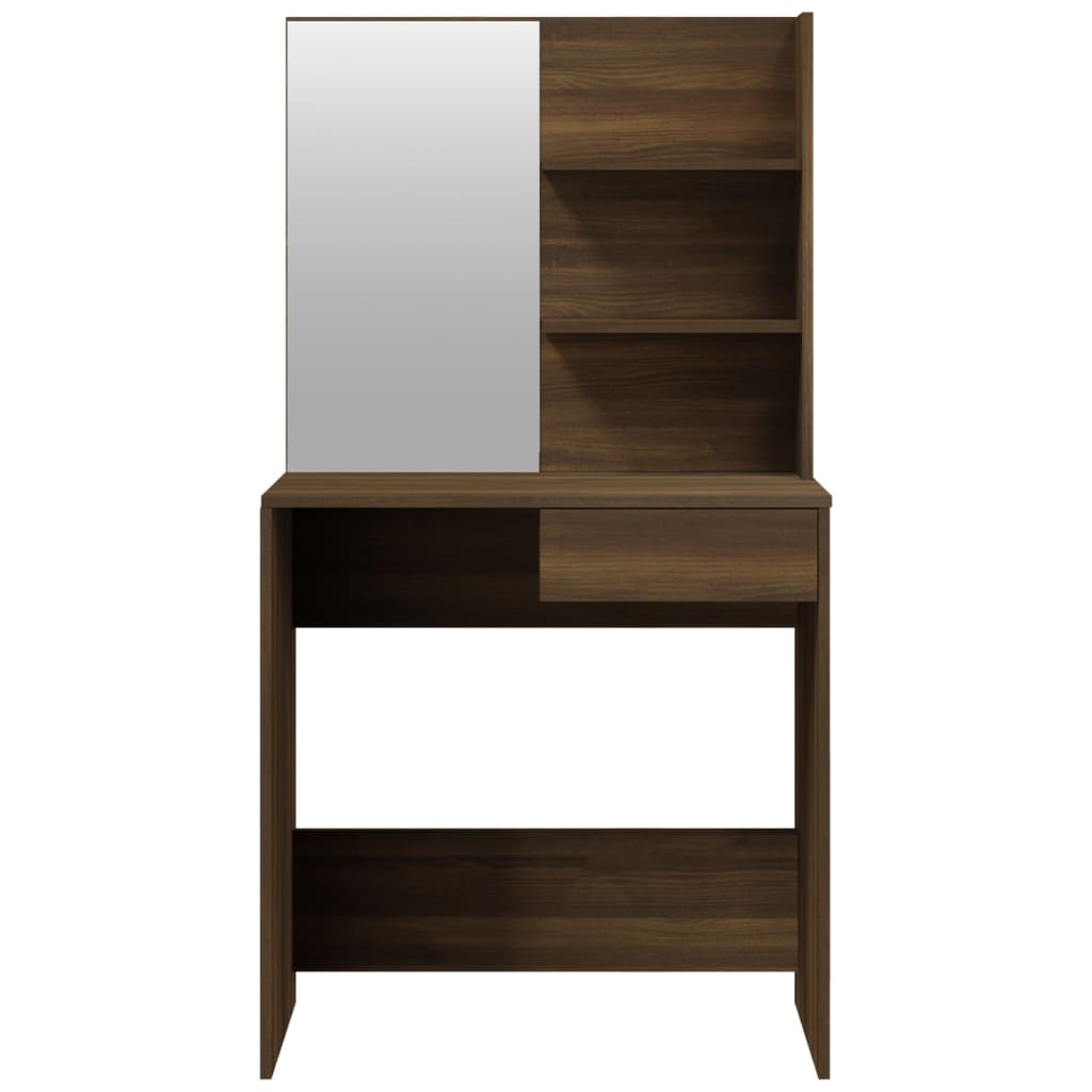 vidaXL makeupbord med spejl 74,5x40x141 cm brun egetræsfarve