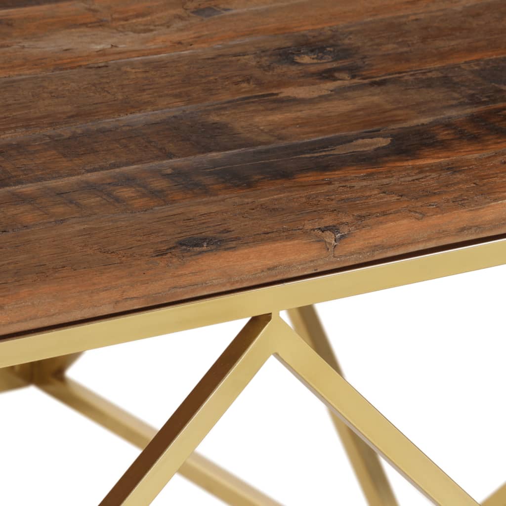 vidaXL sofabord rustfrit stål og massive træsveller guldfarvet