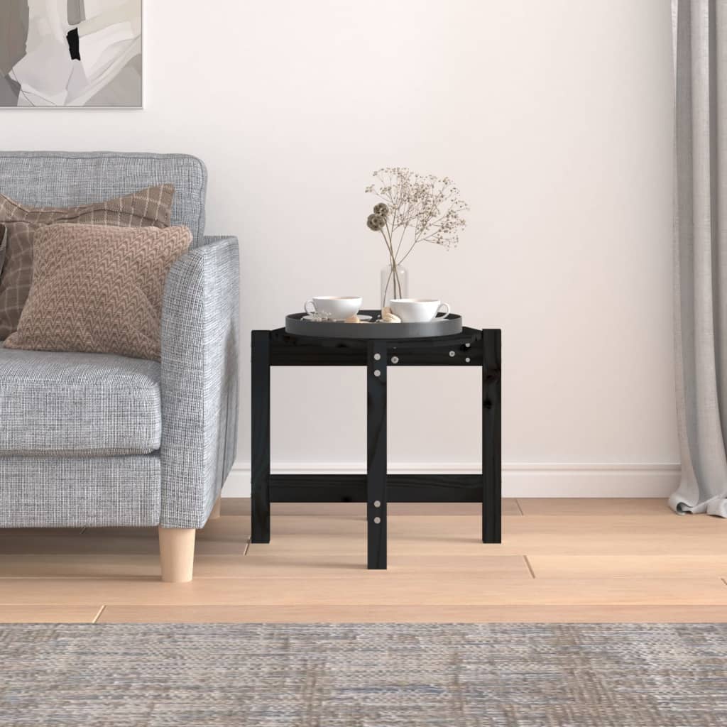 vidaXL sofabord Ø 52,5x45 cm massivt fyrretræ sort