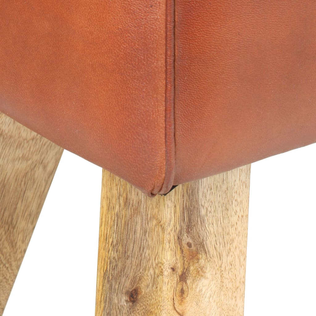 vidaXL bænk 38 cm gymnastikbuk ægte læder og massivt mangotræ brun