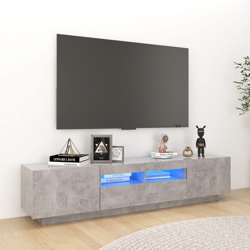 vidaXL tv-skab med LED-lys 180x35x40 cm betongrå