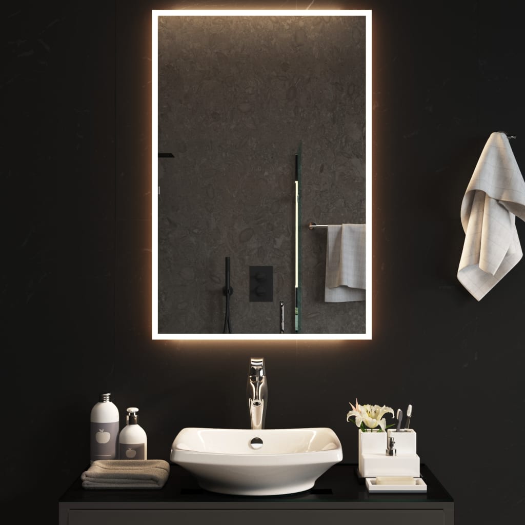 vidaXL badeværelsesspejl med LED-lys 60x90 cm