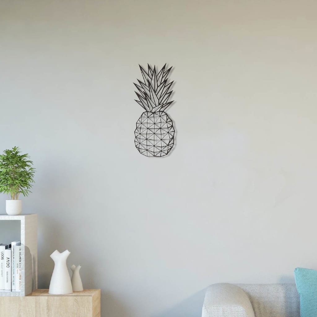 Homemania vægdekoration Pineapple 22x55 cm stål sort