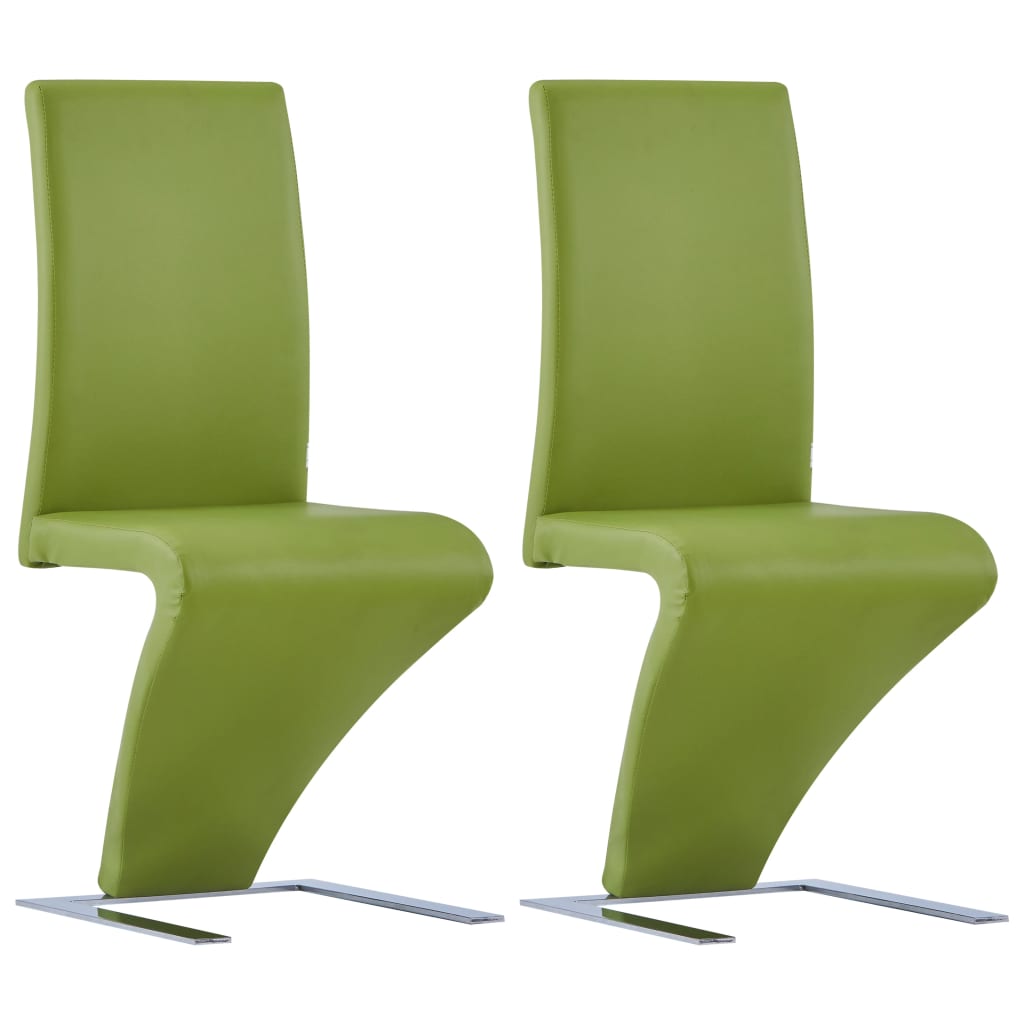 vidaXL spisebordsstole 2 stk. med zigzagform kunstlæder grøn