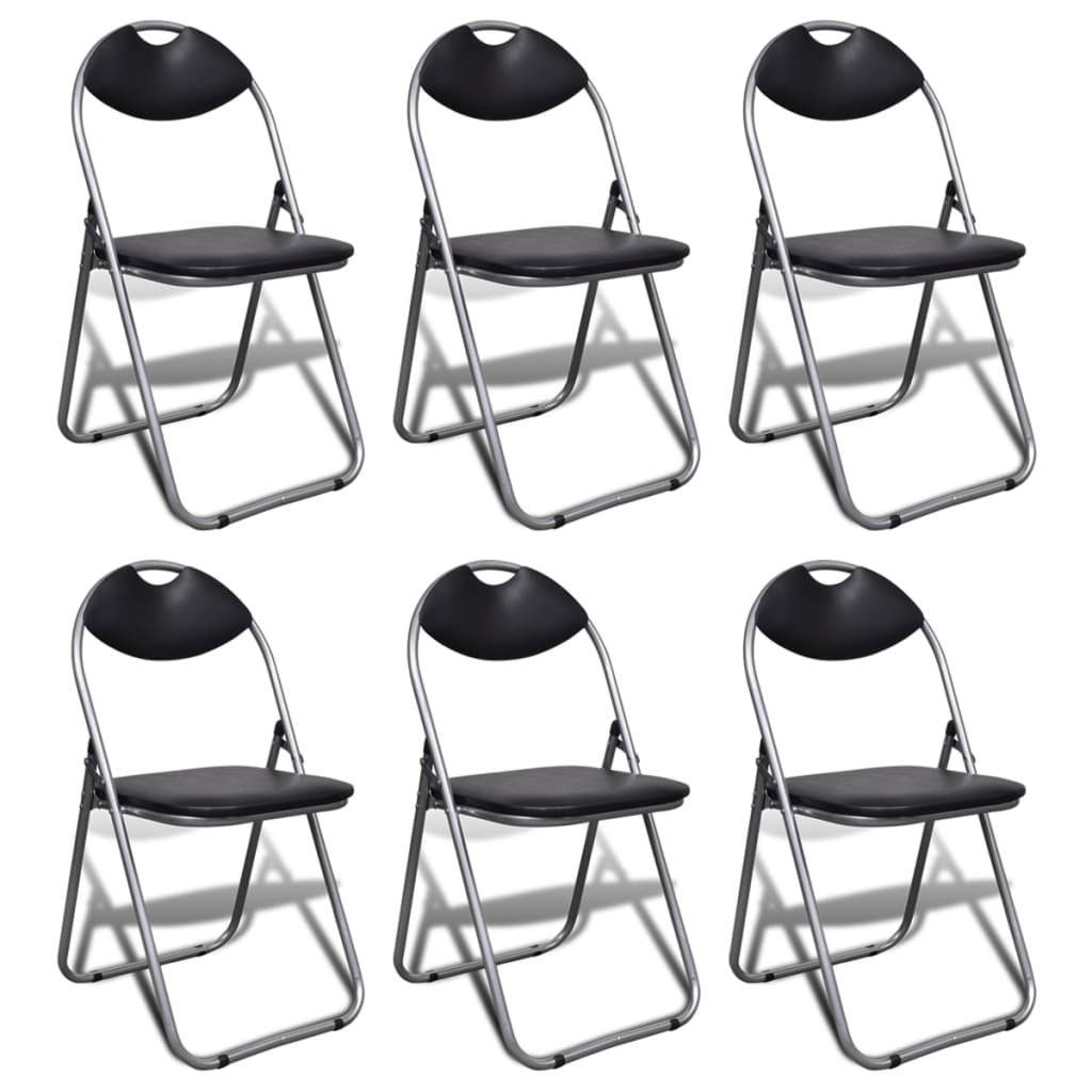 vidaXL foldbare spisebordsstole 6 stk. kunstlæder og stål sort