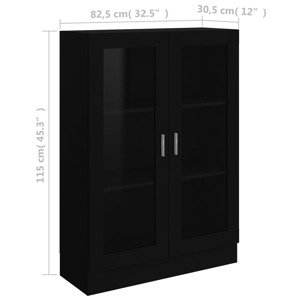 vidaXL vitrineskab 82,5x30,5x115 cm spånplade sort