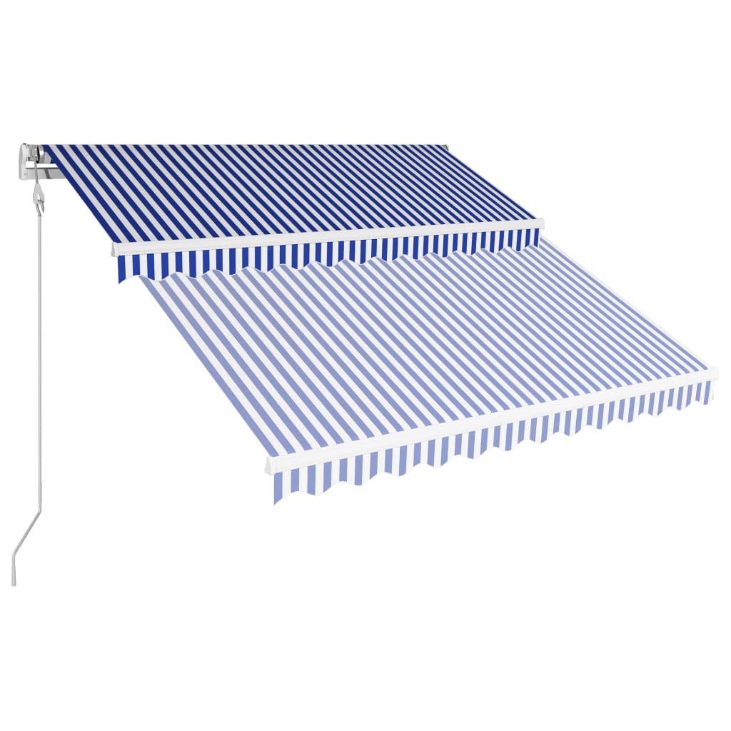 vidaXL automatisk foldemarkise 350 x 250 cm blå og hvid