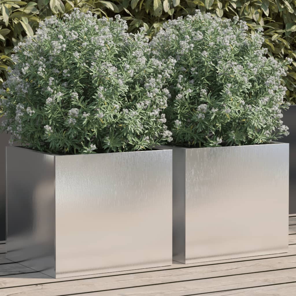 vidaXL plantekasser 2 stk. 32x30x29 cm rustfrit stål sølvfarvet