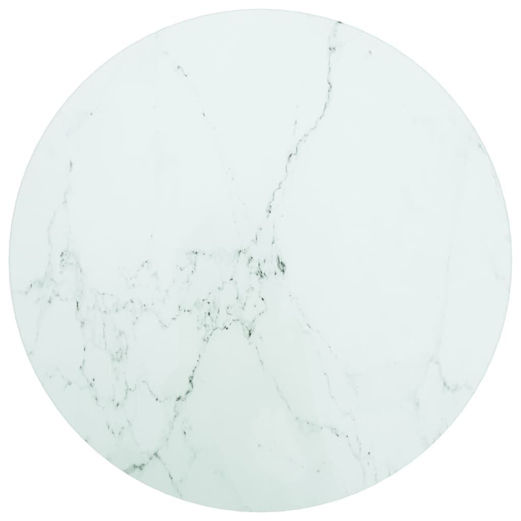 vidaXL bordplade Ø40x0,8 cm hærdet glas med marmordesign hvid