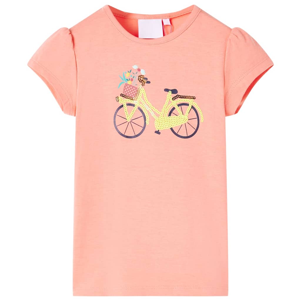 T-shirt til børn str. 92 neon-koralfarvet
