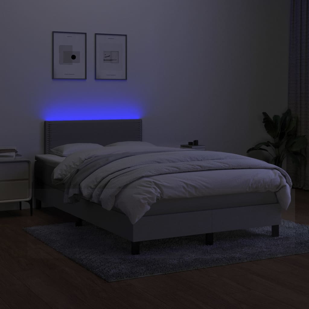 vidaXL kontinentalseng med LED-lys 120x200 cm stof lysegrå