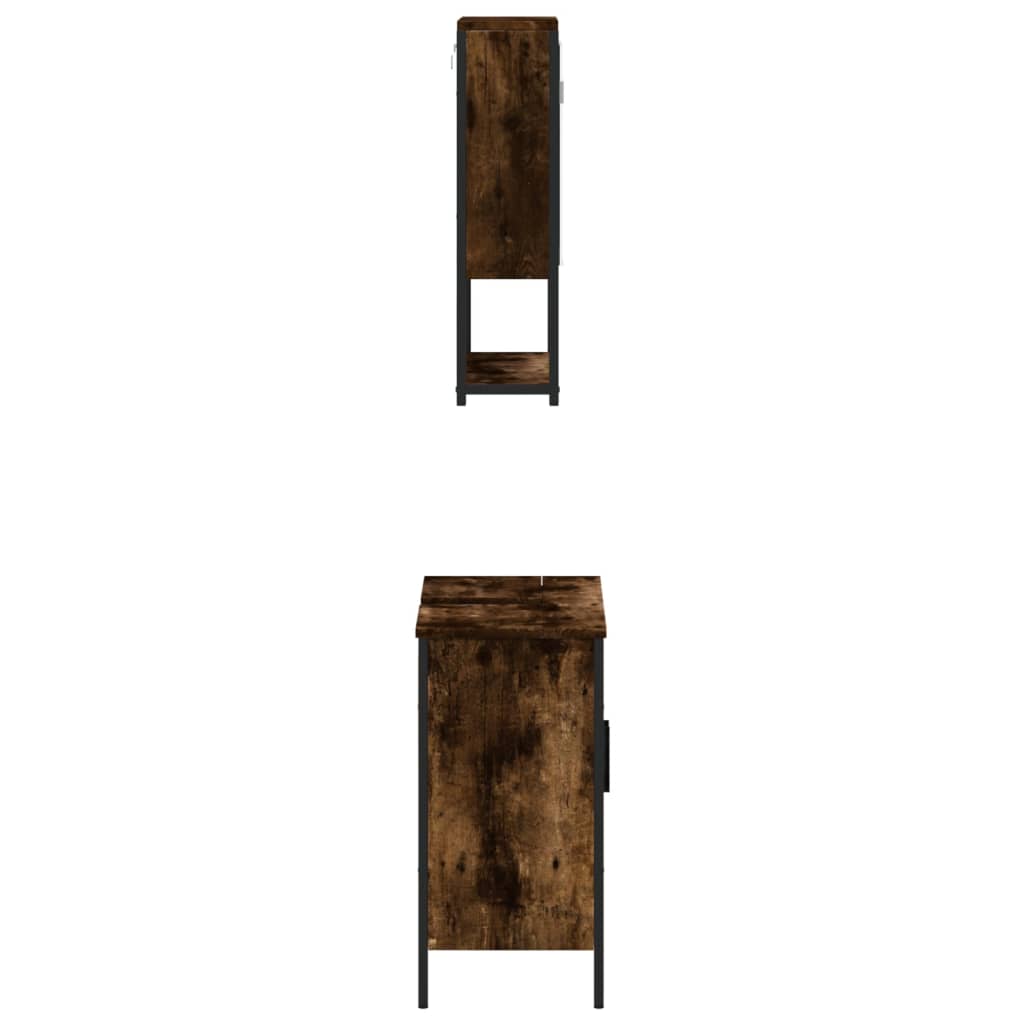 vidaXL møbelsæt til badeværelse 2 dele konstrueret træ røget eg