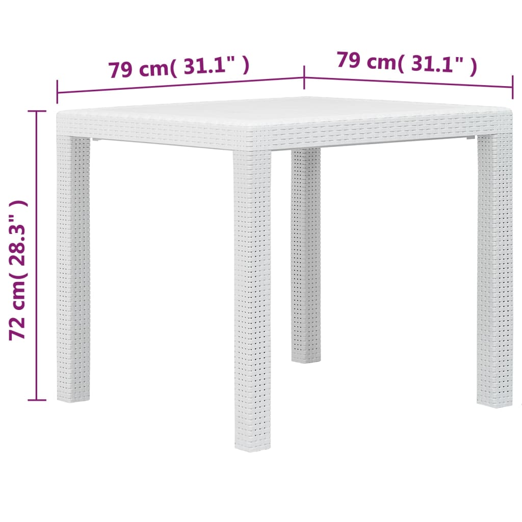 vidaXL udendørs spisebordssæt 5 dele plastik rattanlook hvid