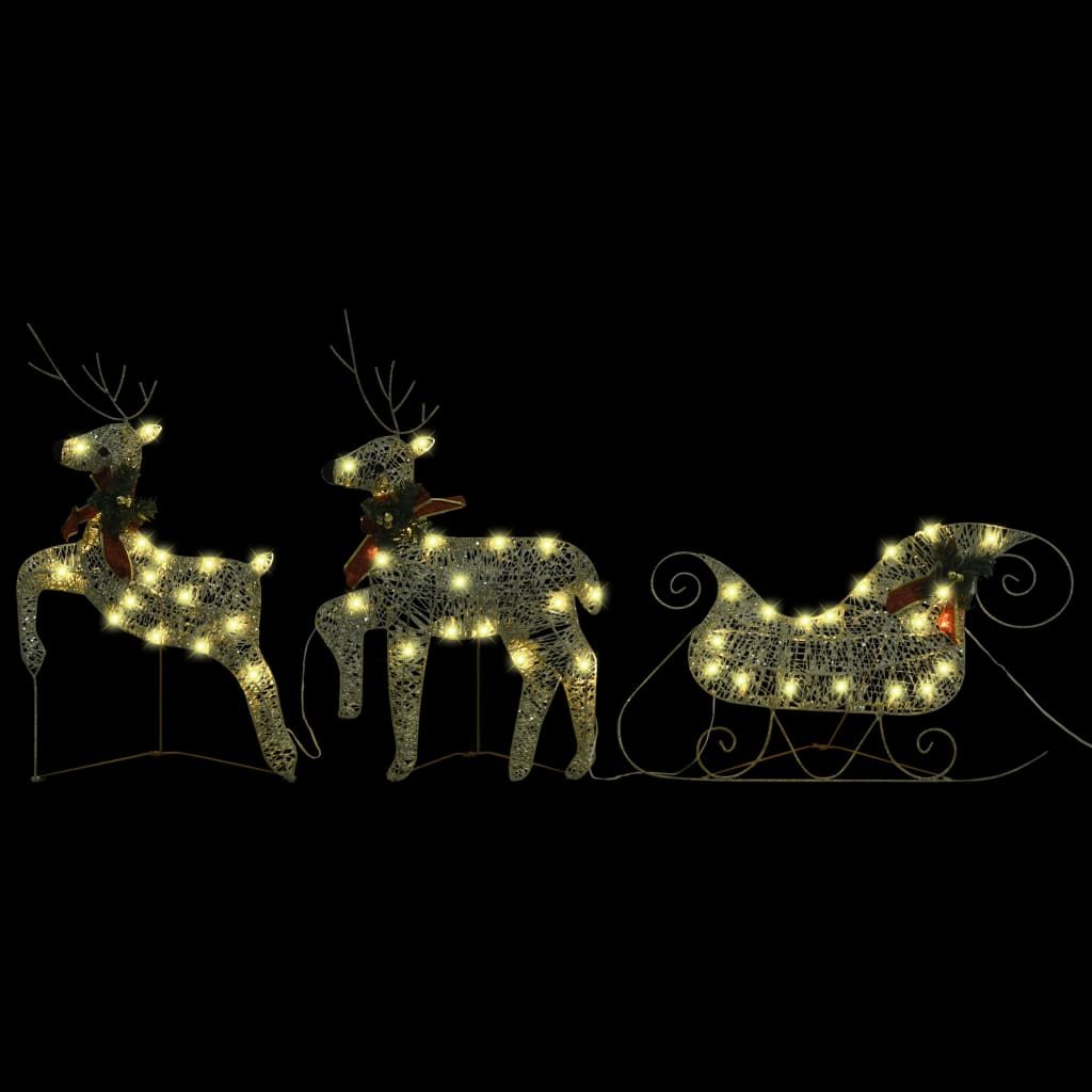 vidaXL rensdyr og kane 100 LED'er udendørs juledekoration akryl gylden