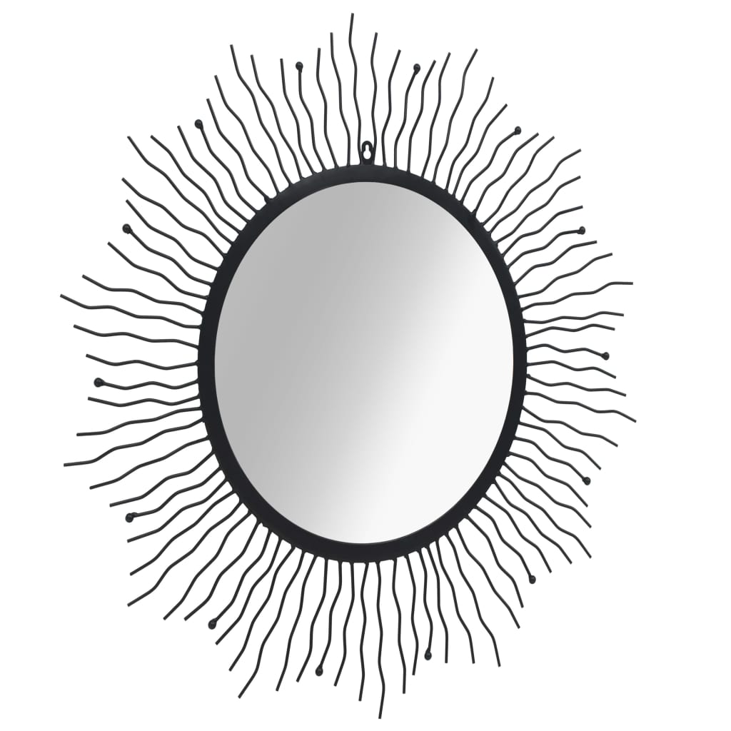 vidaXL vægspejl sunburst 80 cm sort