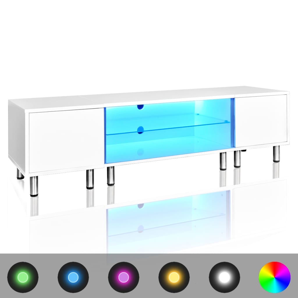 LED Højglans Hvidt TV-bord 160 cm