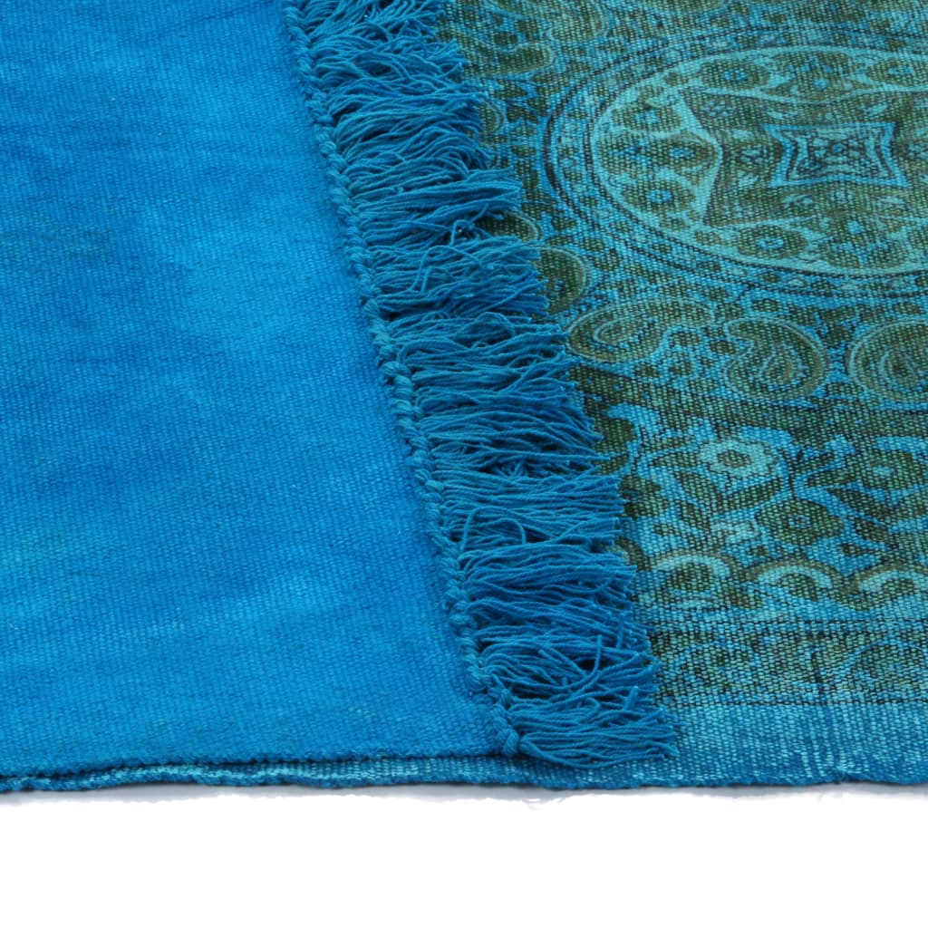 vidaXL kilim-tæppe med mønster bomuld 120 x 180 cm turkis