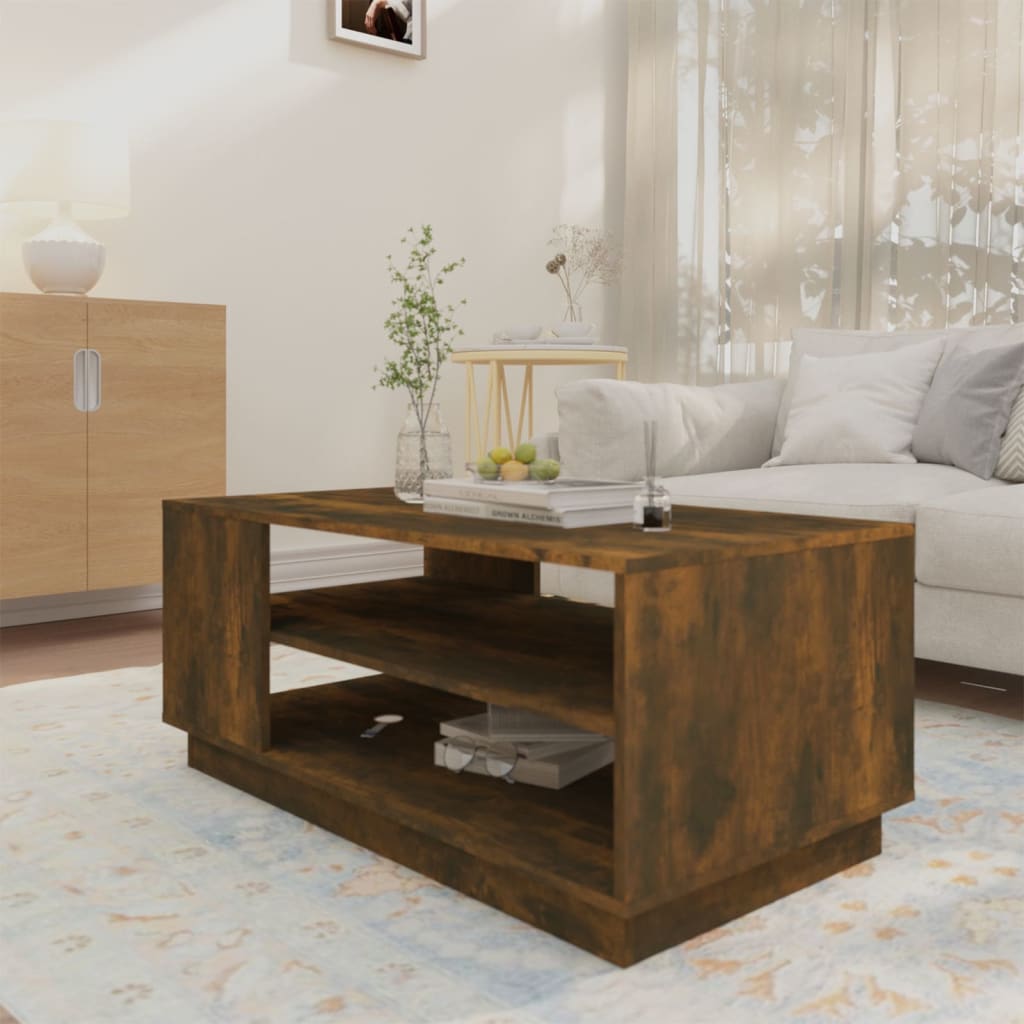 vidaXL sofabord 102x55x43 cm konstrueret træ røget egetræsfarve