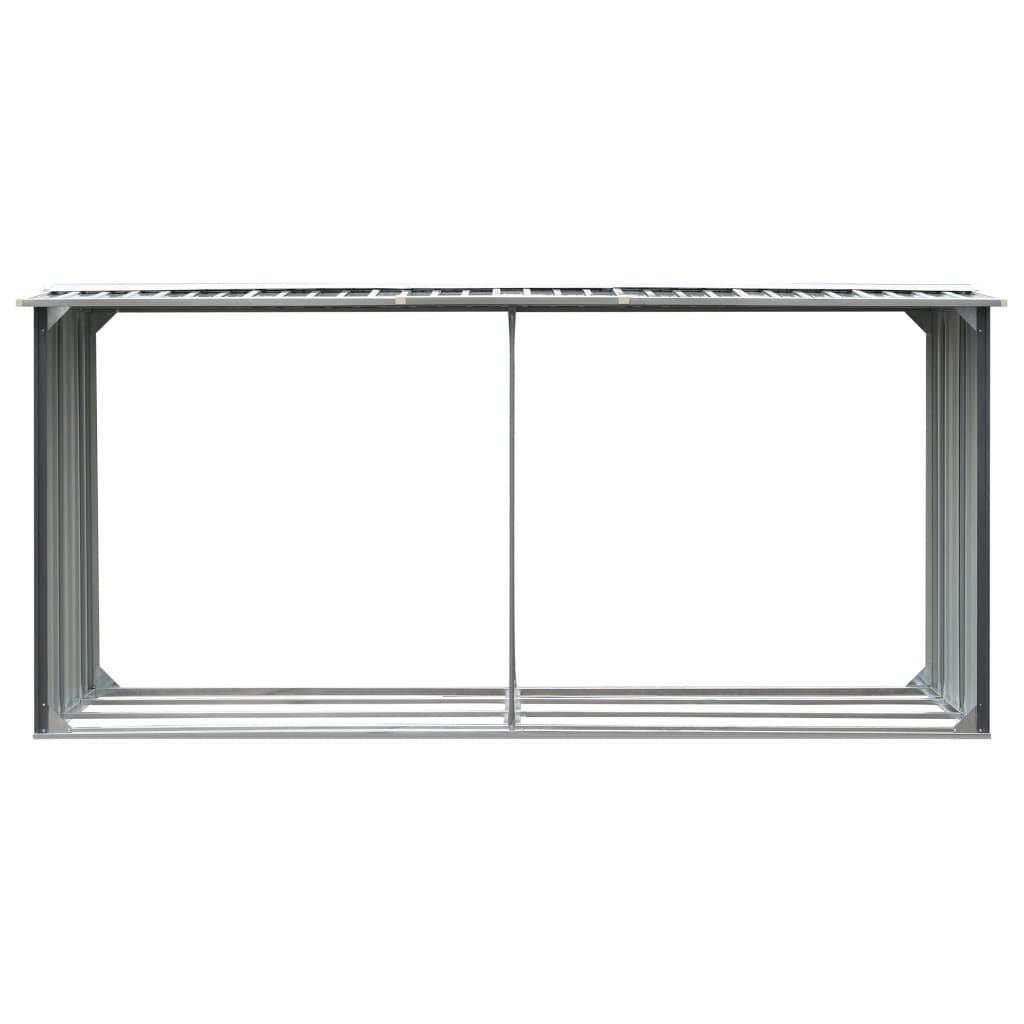 vidaXL brændeskur til haven galvaniseret stål 330 x 92 x 153 cm grå