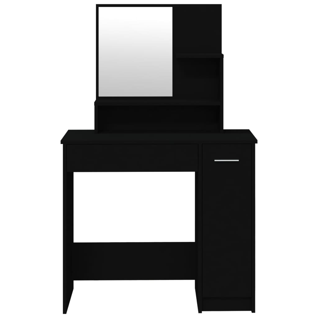 vidaXL makeupbord med spejl 86,5x35x136 cm sort