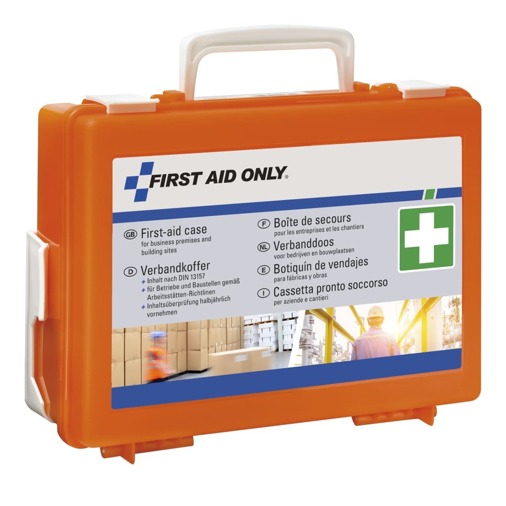 FIRST AID ONLY førstehjælpssæt med håndtag til virksomheder DIN 13157