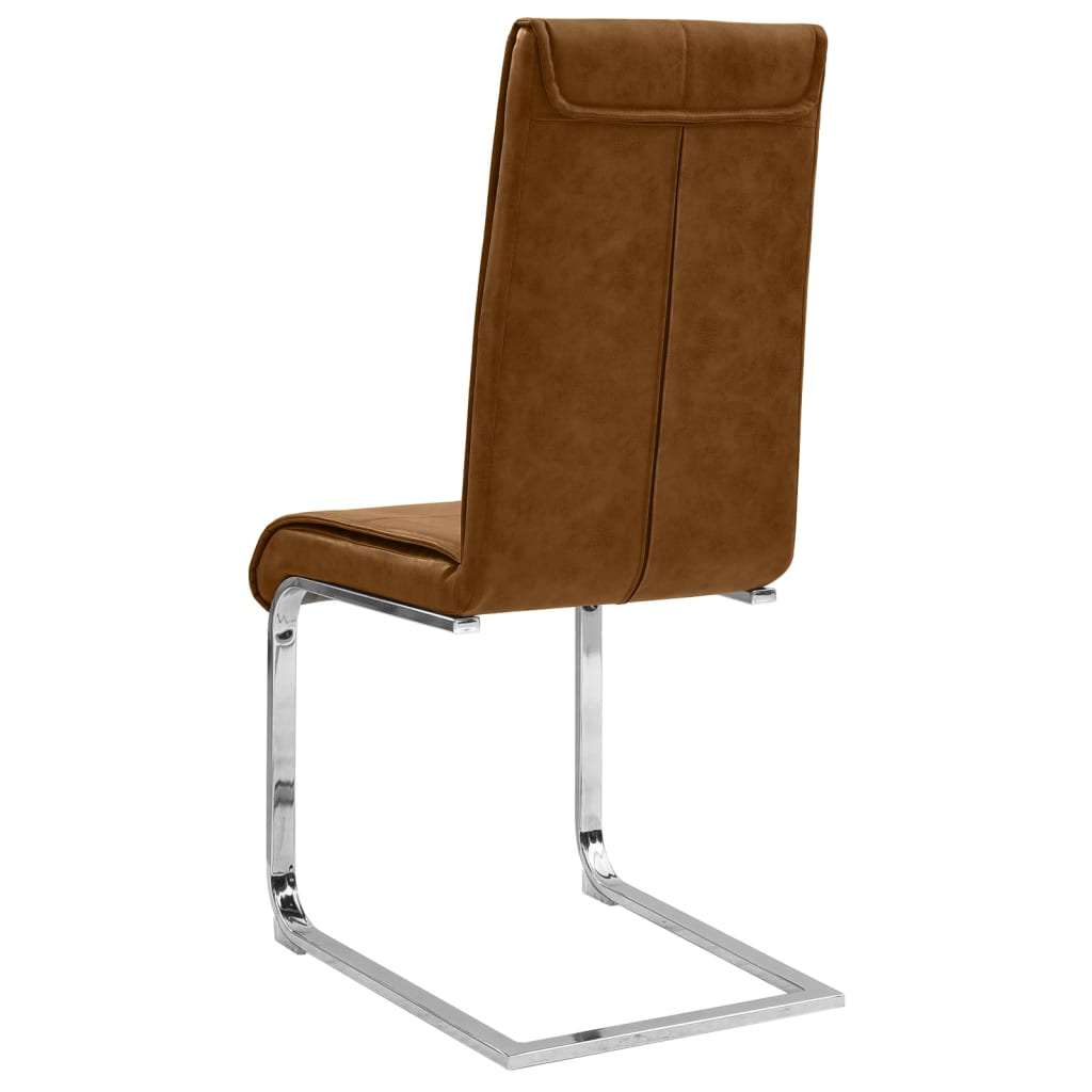 vidaXL spisebordsstole med cantilever 4 stk. kunstlæder mørkebrun