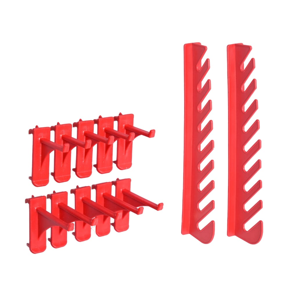 vidaXL opbevaringssæt med vægpaneler 80 dele rød og sort