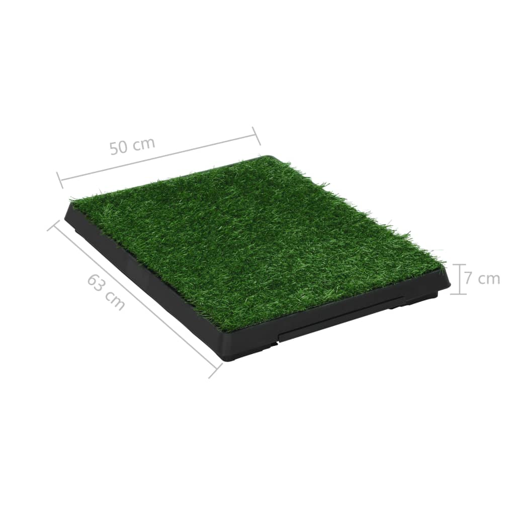 vidaXL kæledyrstoilet med bakke og kunstgræs 2 stk. grøn 63x50x7 cm