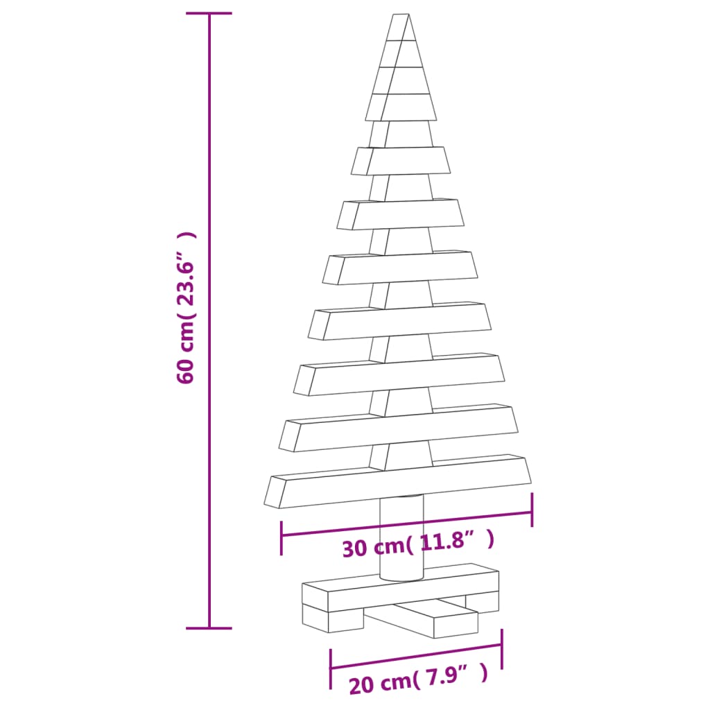 vidaXL dekorativt juletræ 60 cm massivt fyrretræ