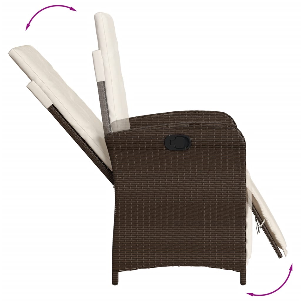 vidaXL havestol med lænefunktion og fodstøtte polyrattan brun
